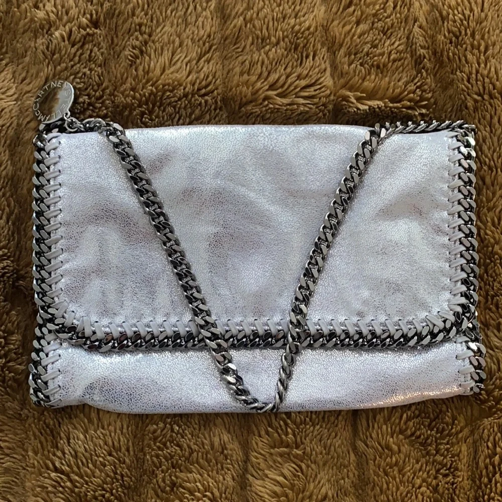 Stella McCartney Falabella Foldover Bag EUC Metallic Silver - Picture 4 of 17